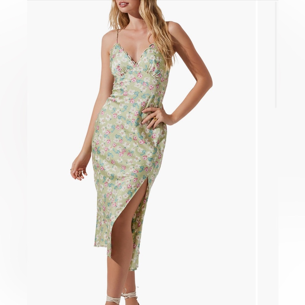 Astr Floral Satin Dress